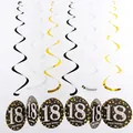 Golden and silver 18th birthday celebration swirls with happy birthday hanging cards - Black Gold Silver Single Spiral Black Age