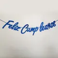 Blue glitter Feliz Cumpleaños birthday banner with elegant cursive script design - Glitter Dark Blue