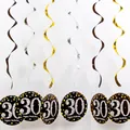 Black and gold 30th birthday hanging swirls and happy birthday card decorations - Black Gold Silver Single Spiral Black Age