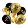 Graduation party balloon set with black gold latex and confetti decorative balloons - Graduation Balloons and Ribbon