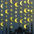 Golden moon and star hanging garland for festive party decorations and home events - Gold Glitter Moon Star Garland