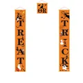 Three-piece Halloween Trick or Treat porch banner set with orange pumpkin and ghost designs - Halloween Orange Banner