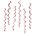 Set of 6 glossy red PVC spiral hanging swirl decorations for party and wedding backgrounds - Red Single Spiral
