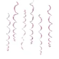 Set of 6 metallic pink PVC hanging swirls for party wedding ceiling decorations - Pink Single Spiral