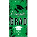 Vertical green graduation banner with Congrats GRAD text and graduation cap details - Series 9 (Bright Green White Text)