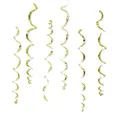 Set of 6 glossy gold PVC spiral hanging swirls for festive party background decoration - Grass Green Single Spiral