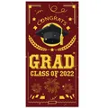 Vertical maroon and gold graduation banner with GRAD text and 2022 class motifs - Series 10 (Burgundy Gold)