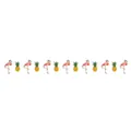 Detail of pink flamingo and golden pineapple summer party banner on white background - Standard Pineapple Flamingo Style