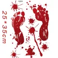 Detailoverzicht van bloederige voetafdruk muurstickers met bloedspatten voor Halloween - Bloederige Voetafdrukken Patroon (SQ903)