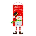 Rode kerstbanner met sneeuwpop-illustratie en Merry Christmas tekst voor huisdecoratie - Sneeuwpop patroon