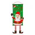Verticale groene kerstbanner met kerstman en gestreepte lange benen voor wanddecoratie - Kerstman patroon