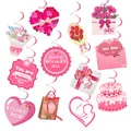 Pink Mother's Day ceiling swirl decorations with hearts and floral card hangings - Mother's Day Series (4965570949417)