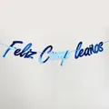 Blue glitter Feliz Cumpleaños banner for Spanish birthday party wall decoration - Plain Mirror Blue