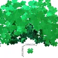 Green metallic clover confetti for St. Patrick's Day DIY decor, 1.7cm width dimensions - New Four-leaf Clover