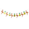 Tropical Hawaiian party banner featuring glittery flamingo and pineapple decorations - Bronzing Pineapple Flamingo Style