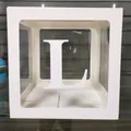 Boîte à ballons transparente blanche avec une grande lettre L blanche pour la fête - Lettre L / Blanc