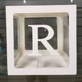Boîte à ballons transparente blanche avec lettre R majuscule pour fête - Lettre R / Blanc