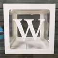 Boîte à ballons blanche transparente avec une grande lettre décorative W blanche - Lettre W / Blanc