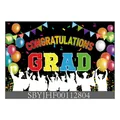 Zwart Gefeliciteerd Geslaagd spandoek met kleurrijke ballonnen en silhouetten - Kleurrijke Viering Silhouet Stijl(SBYJHF00112804) / 180x110cm