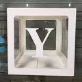 Boîte à ballons blanche transparente avec lettre Y pour décoration de fête bébé - Lettre Y / Blanc