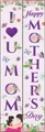 Vertical Mother's Day banners with floral patterns and I Love You Mom text for decoration - Pink Purple Warm Style (Mother's Day Couplet 7)