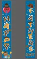 Detailed view of dark blue Father's Day banners with cartoon bear and tie graphics - Dark Blue Cartoon Bear Letter Style