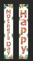Vertical Happy Mother's Day porch sign with colorful floral patterns and tropical leaves - Tropical Plant Style (Mother's Day Couplet 11)