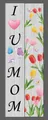 Detailed view of Mother's Day door banners with colorful tulips and butterfly motifs - Gray Tulip Style (Mother's Day Couplet 12)