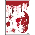 Pegatina de Halloween con manchas de sangre y silueta de calavera en rojo oscuro - Patrón de Calavera y Salpicaduras de Sangre (SQ905)