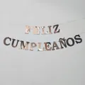 Roségoldenes Feliz Cumpleaños Banner Dekoration für spanische Geburtstagsfeiern - Roségold
