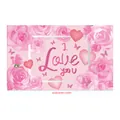 Roze Moederdag banner met rozen, harten en artistiek I Love You tekstontwerp - Eenvoudig Wit Frame Roos Thema (Poster 13)