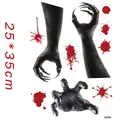 Pegatinas de manos sangrientas de Halloween con uñas negras y manchas de sangre roja decor - Patrón de Modelos de Manos Inquietantes (SQ909)