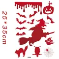 Pegatinas sangrientas de Halloween con brujas y murciélagos, color rojo, tamaño 25x35cm - Patrón de Elementos de Halloween Bruja Calabaza (SQ908)