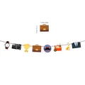 Kit de bannière fête des pères avec icônes de mallette, trophée et outils sur fond blanc - Guirlande Fête des Pères
