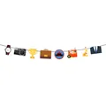 Father's Day party banner with trophy and tools illustrations on a white background - Father's Day Garland