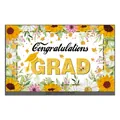 Achtergrondbanner voor afstuderen met zonnebloemen en Congratulations Grad tekst - Zonnebloem Afstuderen Stijl(SBYJHF00112305)
