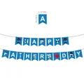 Blue Happy Father's Day banner set with gentleman themed icons and 12x15cm bunting size - Happy Father's Day Banner