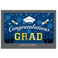 Blauwe afstudeer banner met gouden vuurwerk, sterren en Congratulations GRAD tekst - Blauw Zwart Radiale Strepen Stijl(p20221122001)