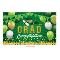 Groen 2024 afstudeerfeest achtergrond banner met ballonnen en felicitatie tekst decor - Smaragdgroene Viering Ballon Stijl(MBYJHF001213002)