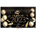 Achtergrond voor afstudeerfeest 2023 met gouden ballonnen en glitter decoraties - Zwart Goud 2023 Glitter Stijl(MBYJHF001129001)
