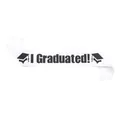 White satin graduation sash with black I Graduated text and mortarboard icons - White I Graduated