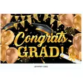 Zwart en goud afstudeerachtergrond met Congrats Grad tekst en glitter decoraties - Zwart Goud Glitter Afstuderen Stijl(LBYHF00112802)