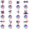 Set de 12 adornos para cupcakes del Día de la Independencia USA con fuegos artificiales y estrellas - Varios Adornos Estilo Día Independencia (4980317728369)