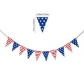 American flag bunting banner with star and stripe patterns for patriotic party decor - Horizontal Stripe Pennant Style