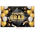 Zwart en goud afstudeerbanner met Congrats Grad 2023 tekst en ballon ontwerp - Zwart Goud 2023 Ceremonie Stijl(MBYJHF20221129002)