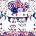 Set de 10 piezas fiesta independencia EE. UU. con abanicos, pancartas y gafas temáticas - Gafas de Papel Día de la Independencia B