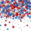 Close-up of red, white, and blue star confetti with metallic finish for US Independence Day - 15g