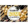 Achtergrond voor afstuderen 2023 met gouden ballonnen en diploma voor feestdecoratie - Zwart Goud 2023 Ballon Hoed Stijl(MBYJ001129003)