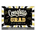 Congrats GRAD afstudeerfeest banner met zwarte en gouden decoratieve elementen - Zwart Goud Trots op Jou Stijl(SBYJHF00112802)