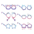 Set of 6 mermaid themed ocean party glasses including crab, turtle, and dolphin designs - Mermaid Glasses Style A (Large Pack)